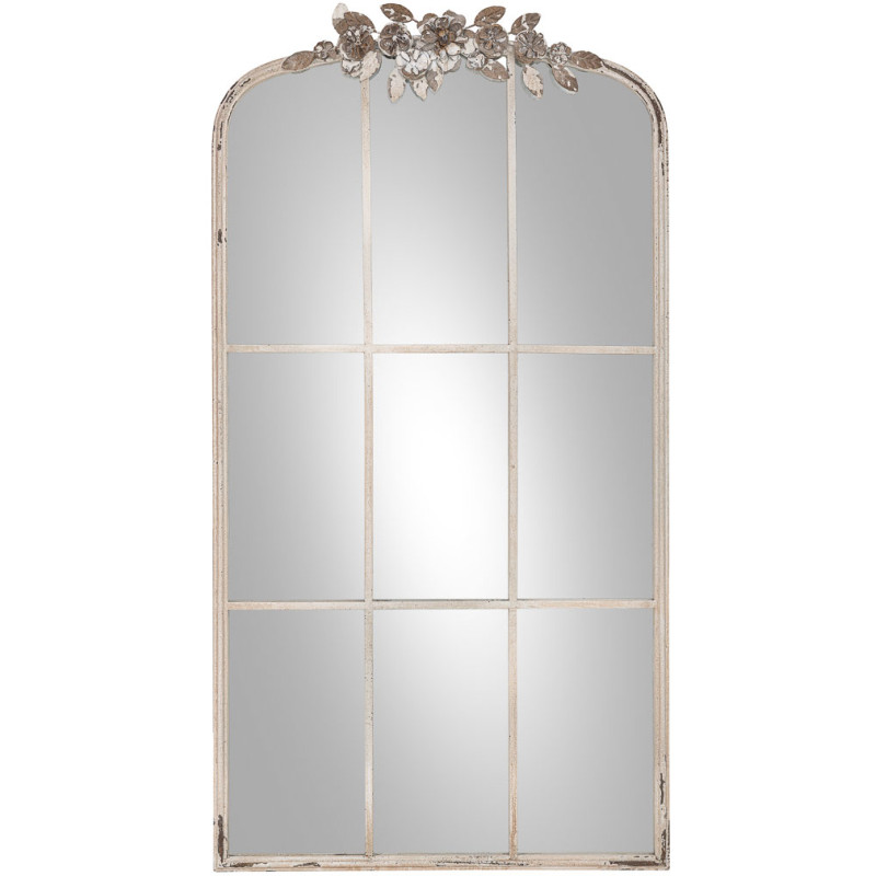 Miroir fenêtre arqué blanc patiné en MDF 61x114 cm Esmarina  - 1