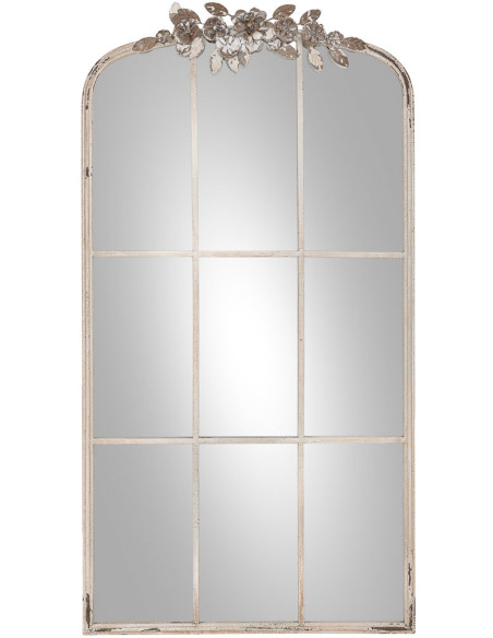 Miroir fenêtre arqué blanc patiné en MDF 61x114 cm Esmarina  - 1
