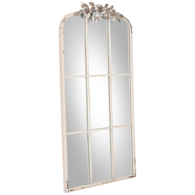 Miroir fenêtre arqué blanc patiné en MDF 61x114 cm Esmarina  - 3