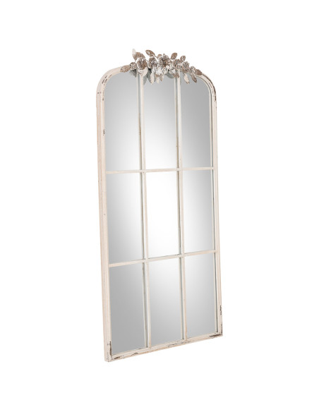 Miroir fenêtre arqué blanc patiné en MDF 61x114 cm Esmarina  - 3
