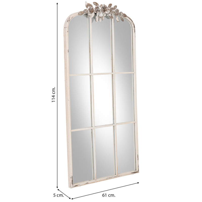 Miroir fenêtre arqué blanc patiné en MDF 61x114 cm Esmarina  - 10