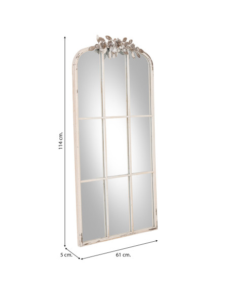 Miroir fenêtre arqué blanc patiné en MDF 61x114 cm Esmarina  - 10