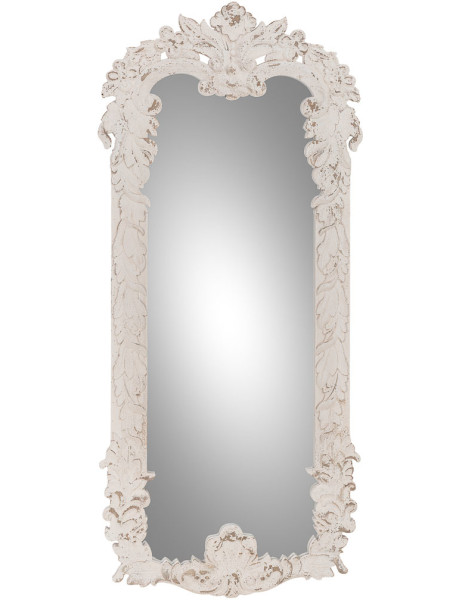 Miroir baroque blanc patiné en sapin et MDF 154 cm Esmarina  - 1