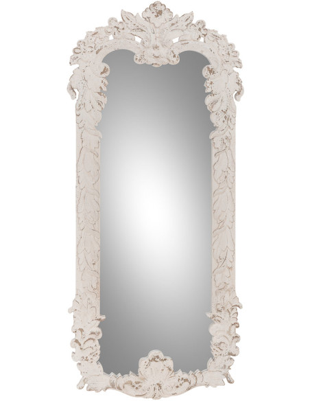 Miroir baroque blanc patiné en sapin et MDF 154 cm Esmarina  - 1