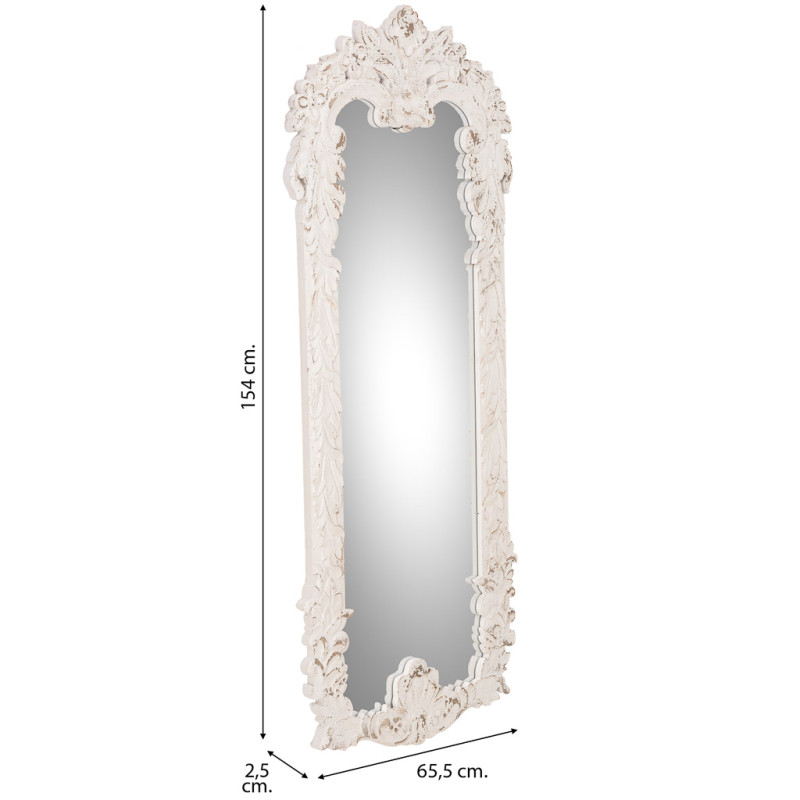Miroir baroque blanc patiné en sapin et MDF 154 cm Esmarina  - 11