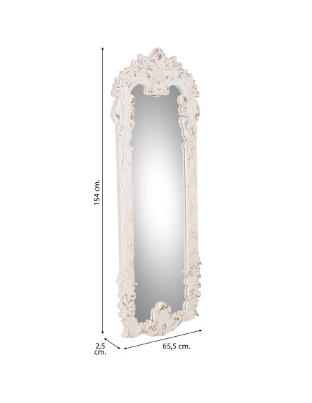 Miroir baroque blanc patiné en sapin et MDF 154 cm Esmarina  - 11