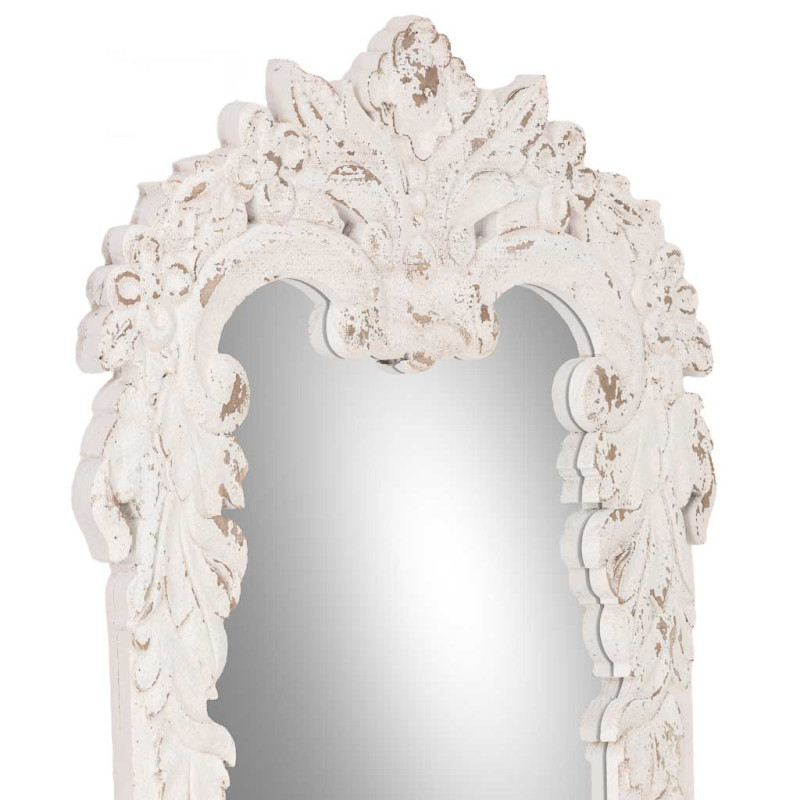Miroir baroque blanc patiné en sapin et MDF 154 cm Esmarina  - 5