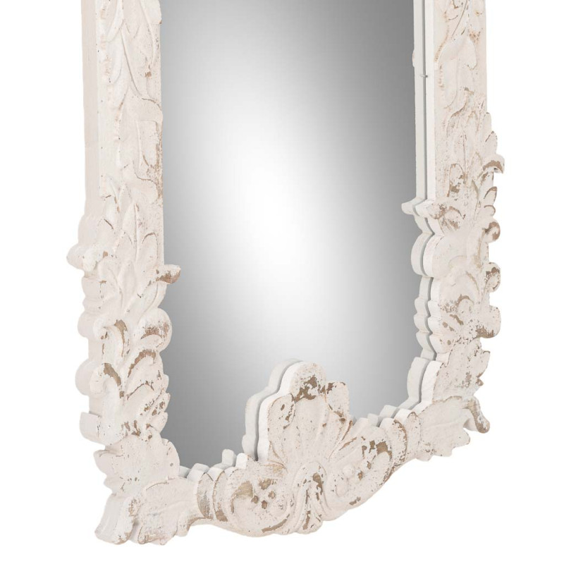 Miroir baroque blanc patiné en sapin et MDF 154 cm Esmarina  - 6