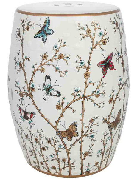 Table d'appoint en céramique blanche à papillons Cavenesa  - 1