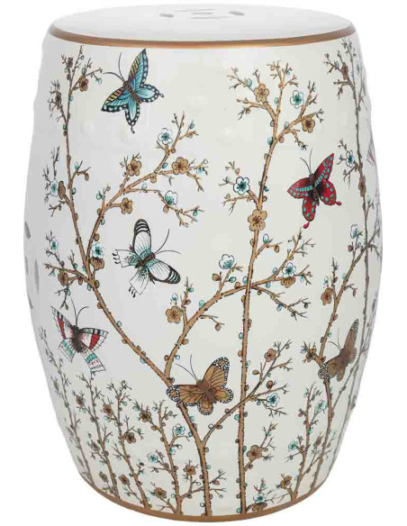 Table d'appoint en céramique blanche à papillons Cavenesa  - 1