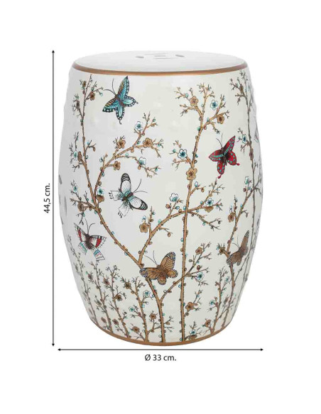 Table d'appoint en céramique blanche à papillons Cavenesa  - 7