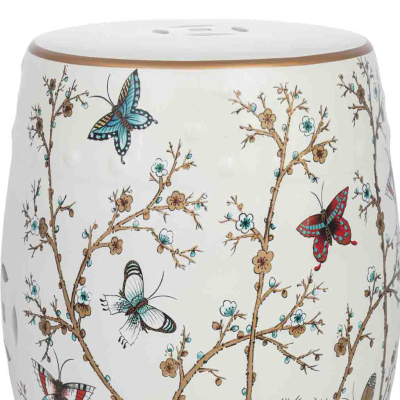 Table d'appoint en céramique blanche à papillons Cavenesa  - 3