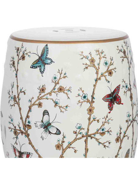 Table d'appoint en céramique blanche à papillons Cavenesa  - 3