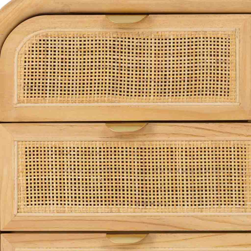 Commode bois et cannage rotin 5 tiroirs 80 cm Heraloro  - 7