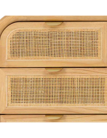 Commode bois et cannage rotin 5 tiroirs 80 cm Heraloro  - 7