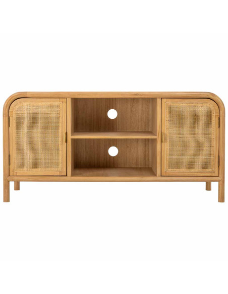 Meuble TV bois naturel et cannage rotin 120x39x60 cm Heraloro  - 3