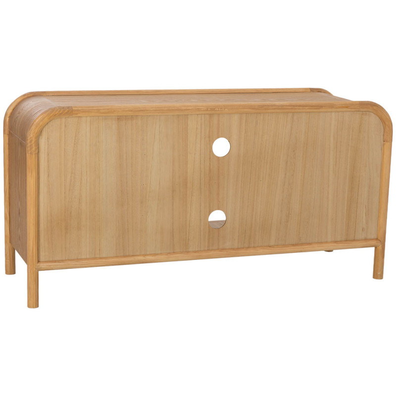 Meuble TV bois naturel et cannage rotin 120x39x60 cm Heraloro  - 4