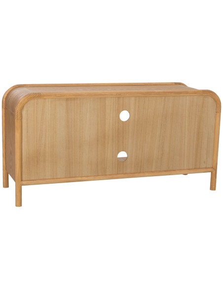 Meuble TV bois naturel et cannage rotin 120x39x60 cm Heraloro  - 4