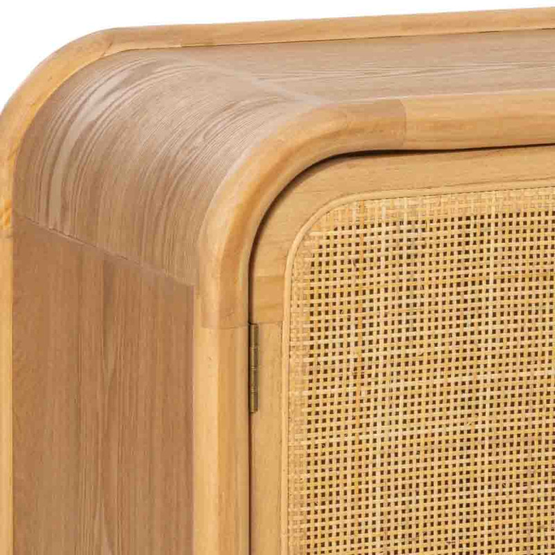Meuble TV bois naturel et cannage rotin 120x39x60 cm Heraloro  - 6