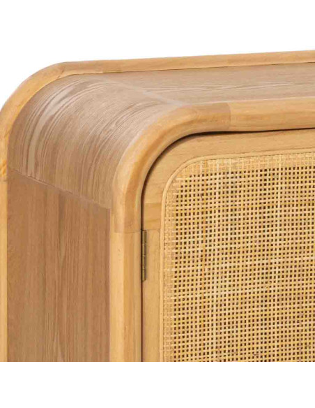 Meuble TV bois naturel et cannage rotin 120x39x60 cm Heraloro  - 6