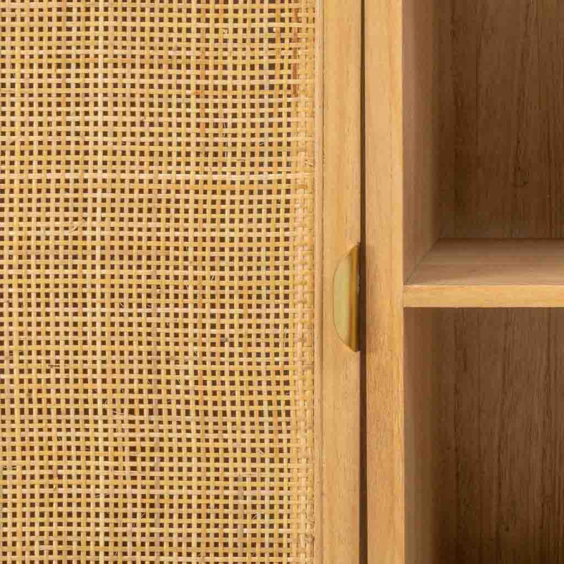 Meuble TV bois naturel et cannage rotin 120x39x60 cm Heraloro  - 7