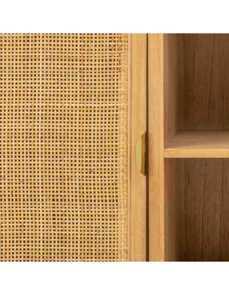 Meuble TV bois naturel et cannage rotin 120x39x60 cm Heraloro  - 7