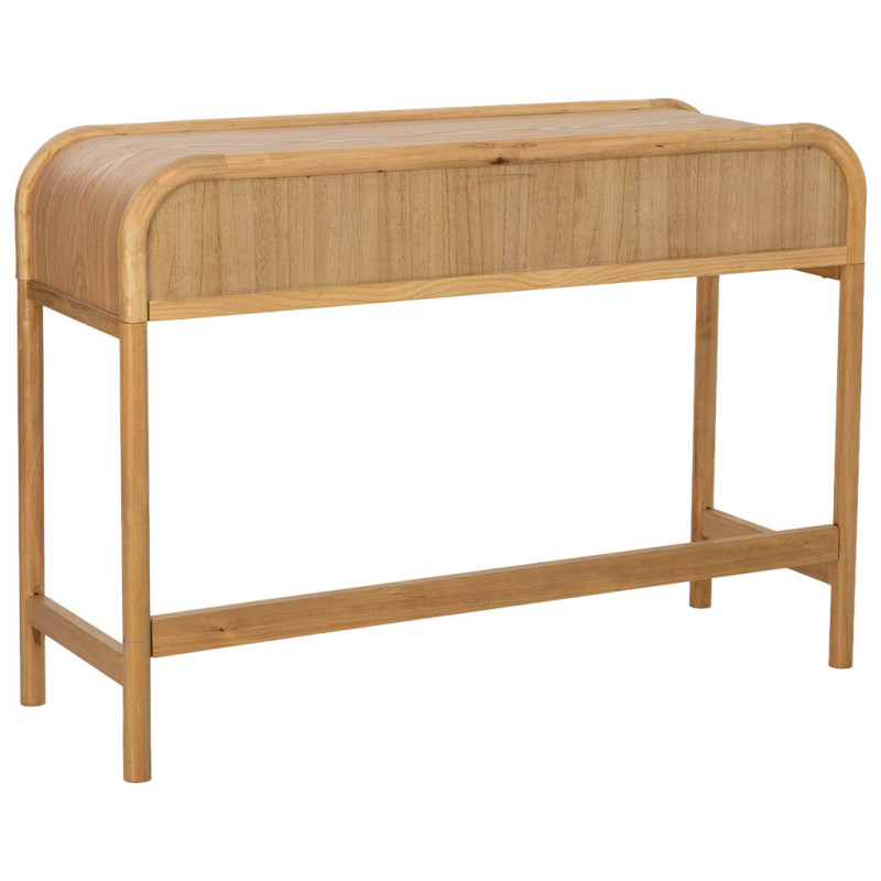Console d'entrée bois miel et cannage rotin 3 tiroirs 110 cm Heraloro  - 3