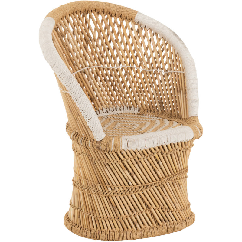 Fauteuil enfant dossier haut bambou naturel et blanc - 1