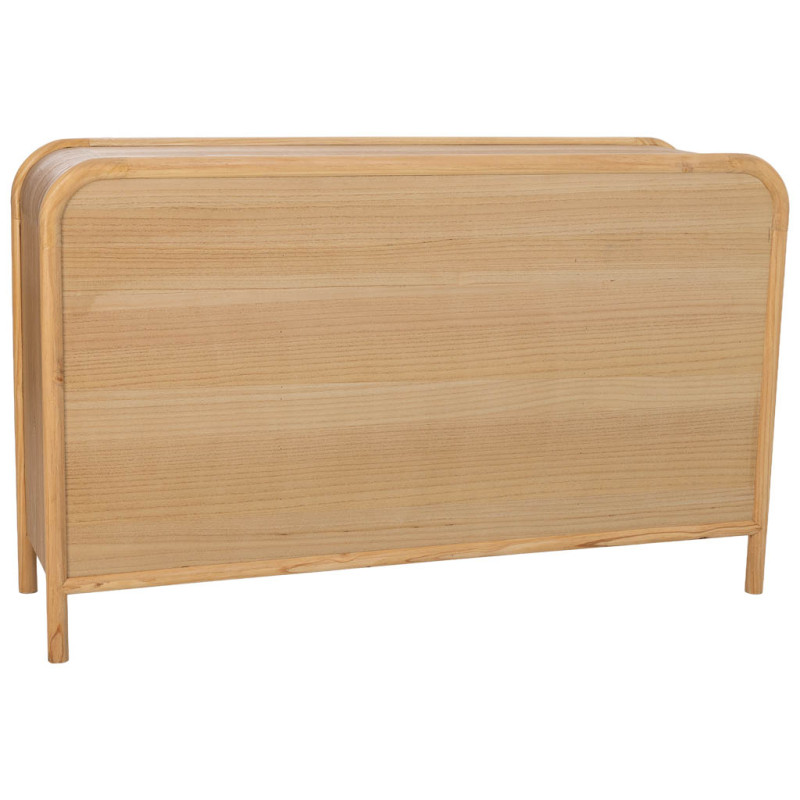 Buffet range-bouteilles bois miel et cannage rotin 130 cm Heraloro  - 5