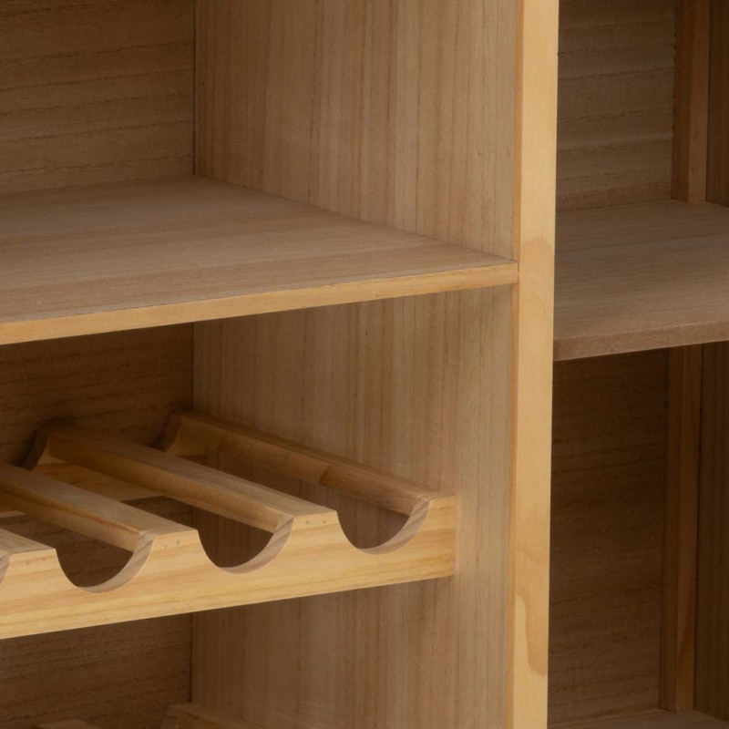 Buffet range-bouteilles bois miel et cannage rotin 130 cm Heraloro  - 6