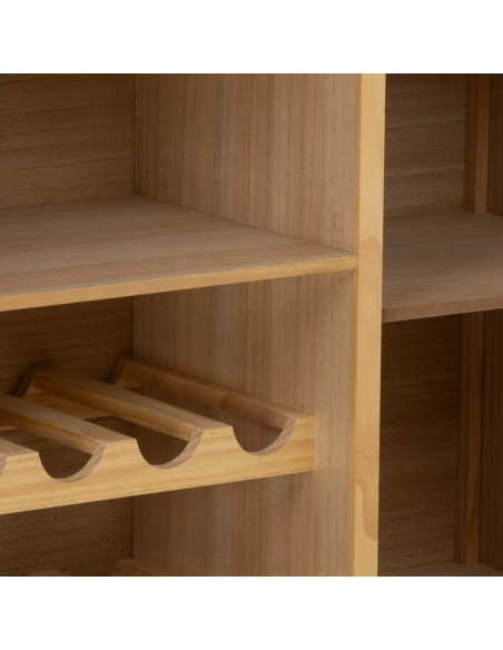 Buffet range-bouteilles bois miel et cannage rotin 130 cm Heraloro  - 6