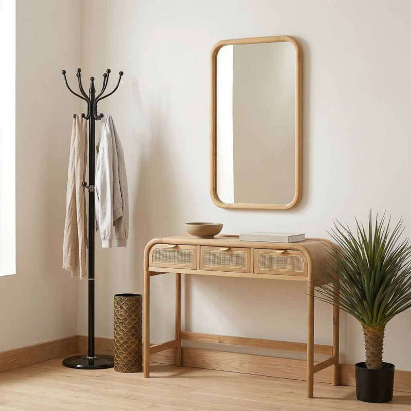 Miroir mural bois naturel 70x100 cm Heraloro  - 2