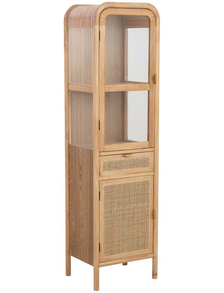 Vitrine étroite bois naturel et rotin 46,5x40x175 cm Heraloro  - 1