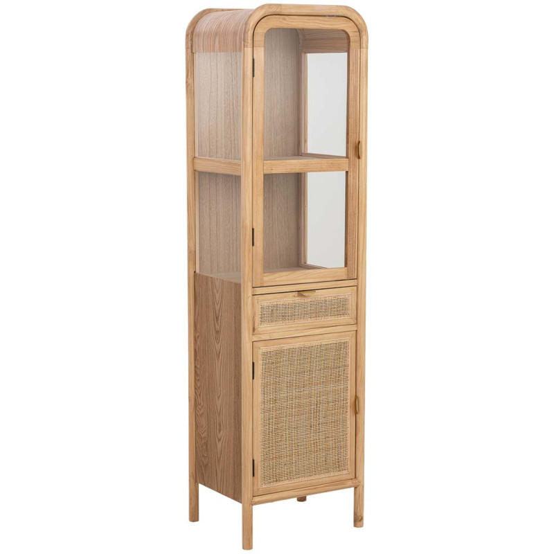 Vitrine étroite bois naturel et rotin 46,5x40x175 cm Heraloro  - 1