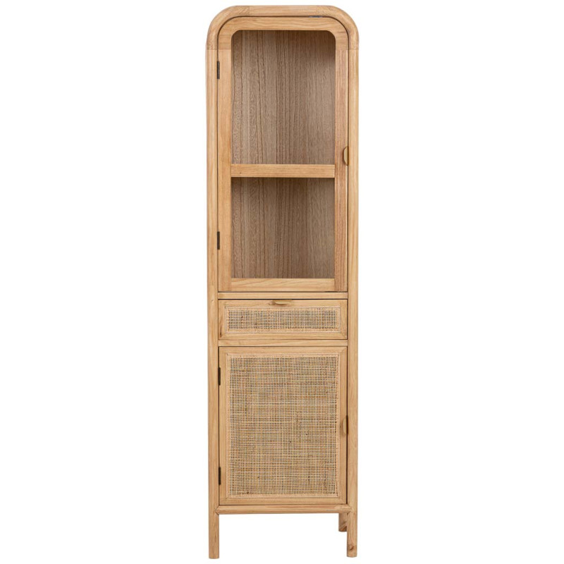 Vitrine étroite bois naturel et rotin 46,5x40x175 cm Heraloro  - 2