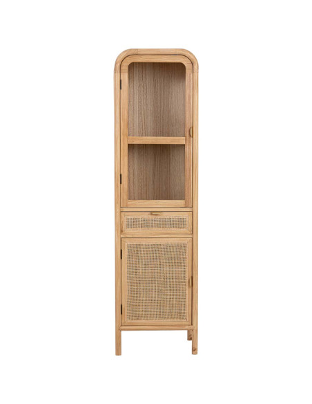 Vitrine étroite bois naturel et rotin 46,5x40x175 cm Heraloro  - 2