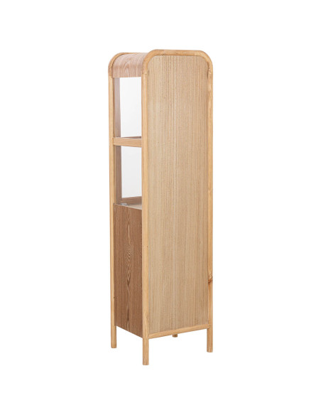 Vitrine étroite bois naturel et rotin 46,5x40x175 cm Heraloro  - 4