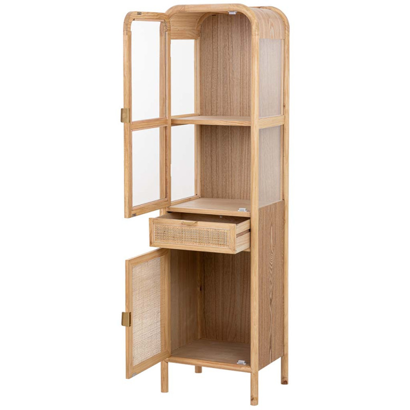 Vitrine étroite bois naturel et rotin 46,5x40x175 cm Heraloro  - 3