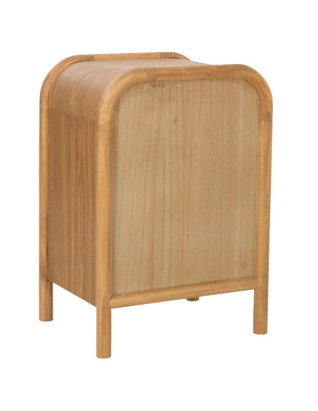 Table de chevet bois miel et rotin 45x35x66 cm Heraloro  - 5