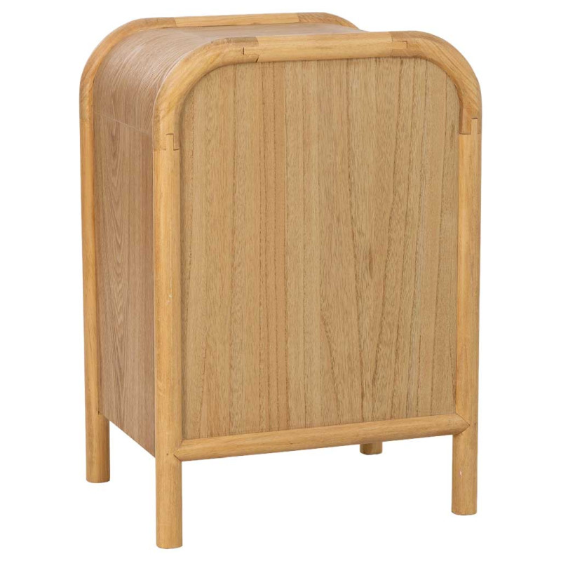 Table de chevet 3 tiroirs bois miel et rotin 45x35x66 cm Heraloro  - 5