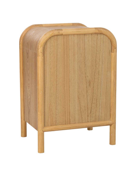 Table de chevet 3 tiroirs bois miel et rotin 45x35x66 cm Heraloro  - 5