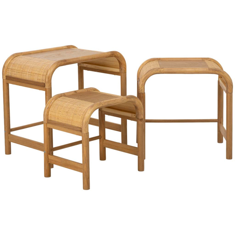 Tables gigognes bois et rotin lot de 3 60/51/42 cm Heraloro  - 3