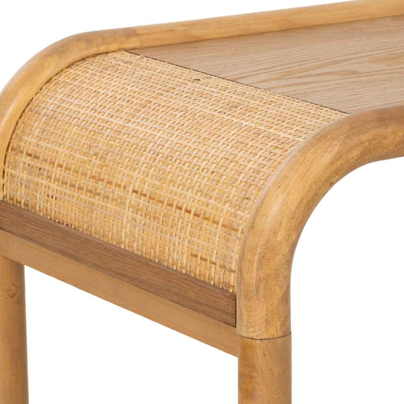 Tables gigognes bois et rotin lot de 3 60/51/42 cm Heraloro  - 8