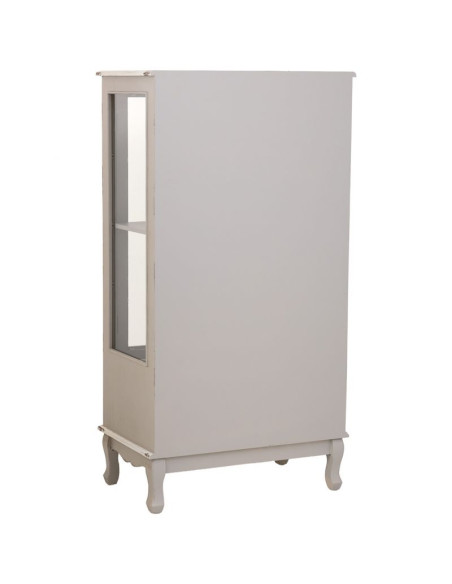 Vitrine 2 portes vitrées bois gris perle vieilli 80x42x148 cm Ervenela  - 4