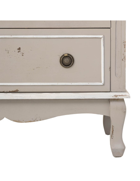 Vitrine 2 portes vitrées bois gris perle vieilli 80x42x148 cm Ervenela  - 7