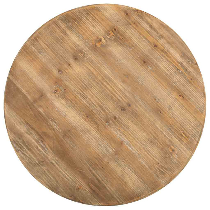 Table basse ronde bois naturel blanc vieilli 80x80x47 cm Farelesa  - 4