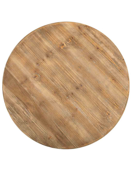 Table basse ronde bois naturel blanc vieilli 80x80x47 cm Farelesa  - 4
