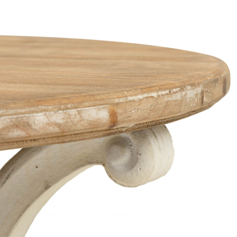 Table basse ronde bois naturel blanc vieilli 80x80x47 cm Farelesa  - 5