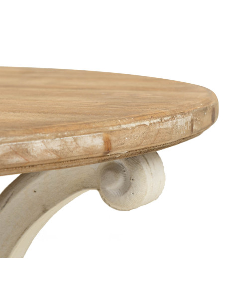 Table basse ronde bois naturel blanc vieilli 80x80x47 cm Farelesa  - 5
