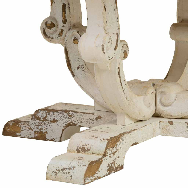 Table basse ronde bois naturel blanc vieilli 80x80x47 cm Farelesa  - 6